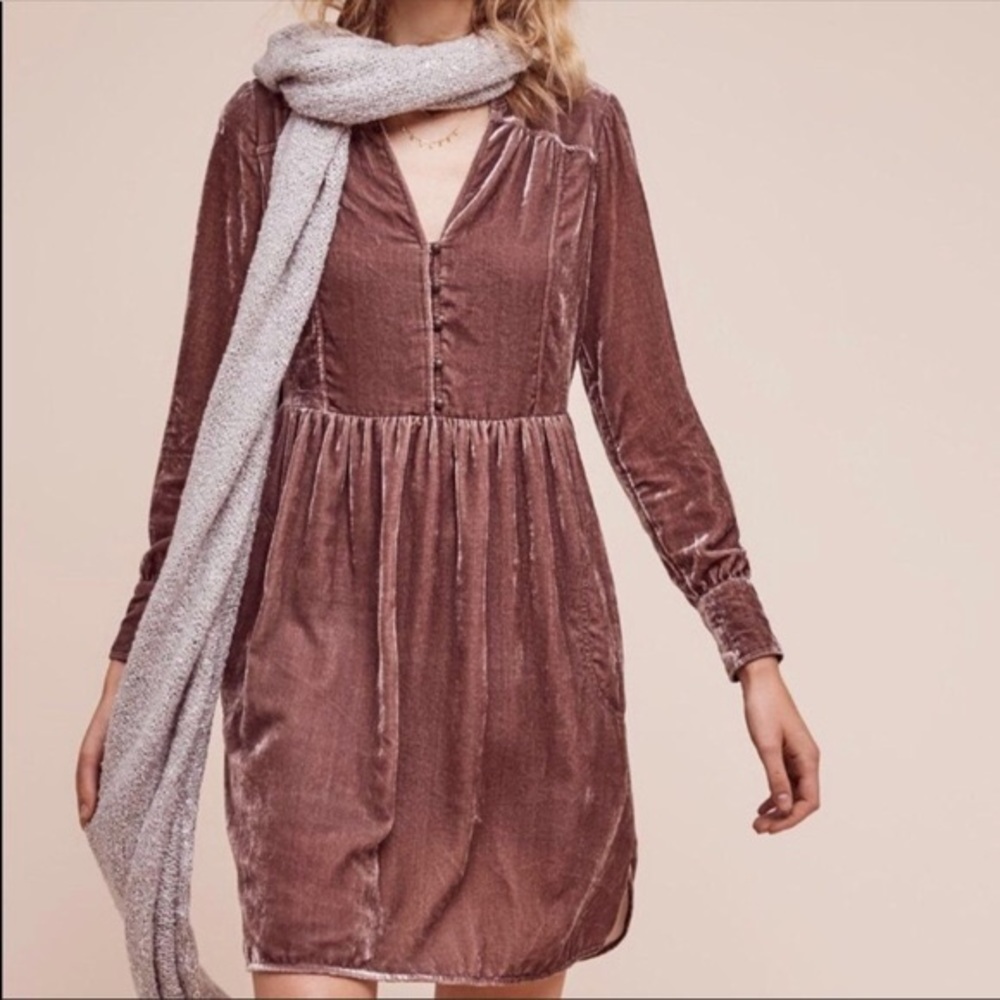 Holding Horses Nantes mauve velvet shirt dress